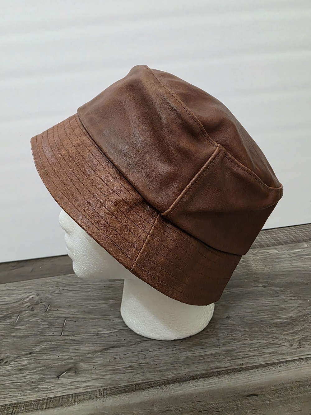 M. Julian Wilsons Leather Brown Leather Bucket Hat